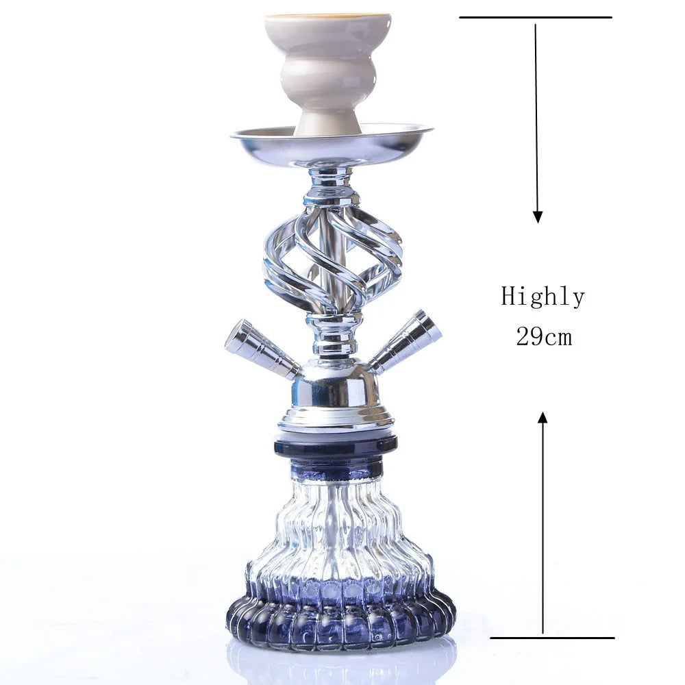 Complete Glass Hookah Set with Ceramic Bowl & Hose