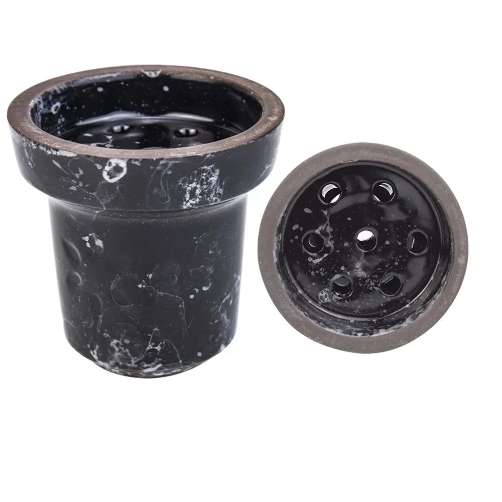 Crackled Ceramic Hookah Bowl - 7 Hole
