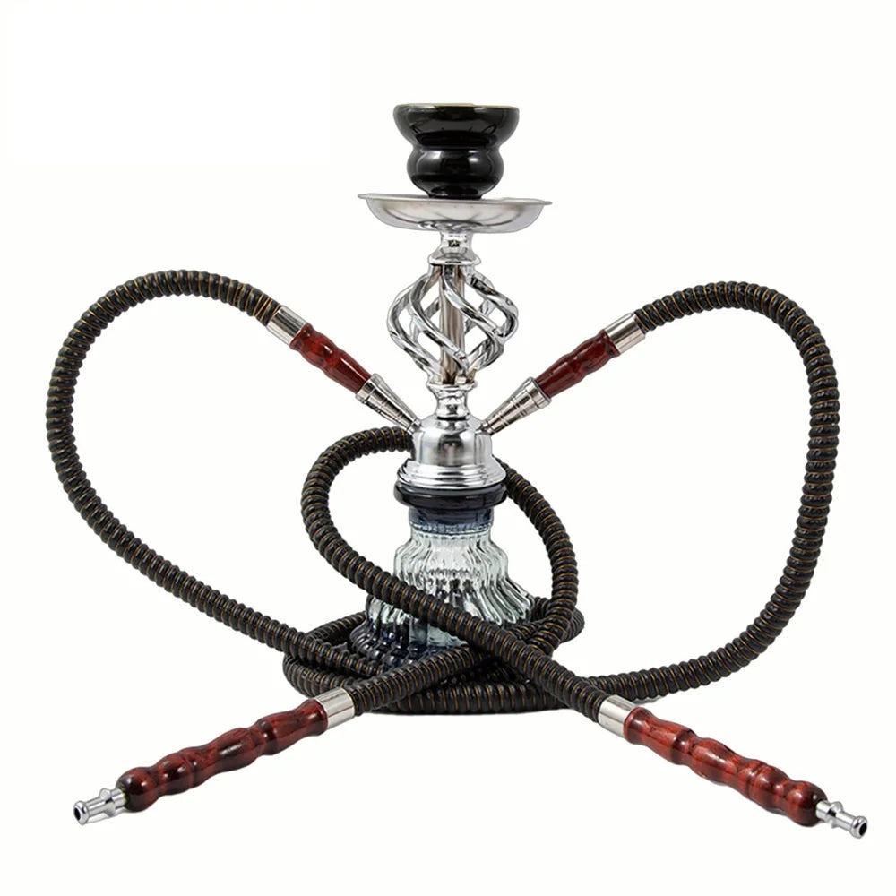 Complete Glass Hookah Set with Ceramic Bowl & Hose