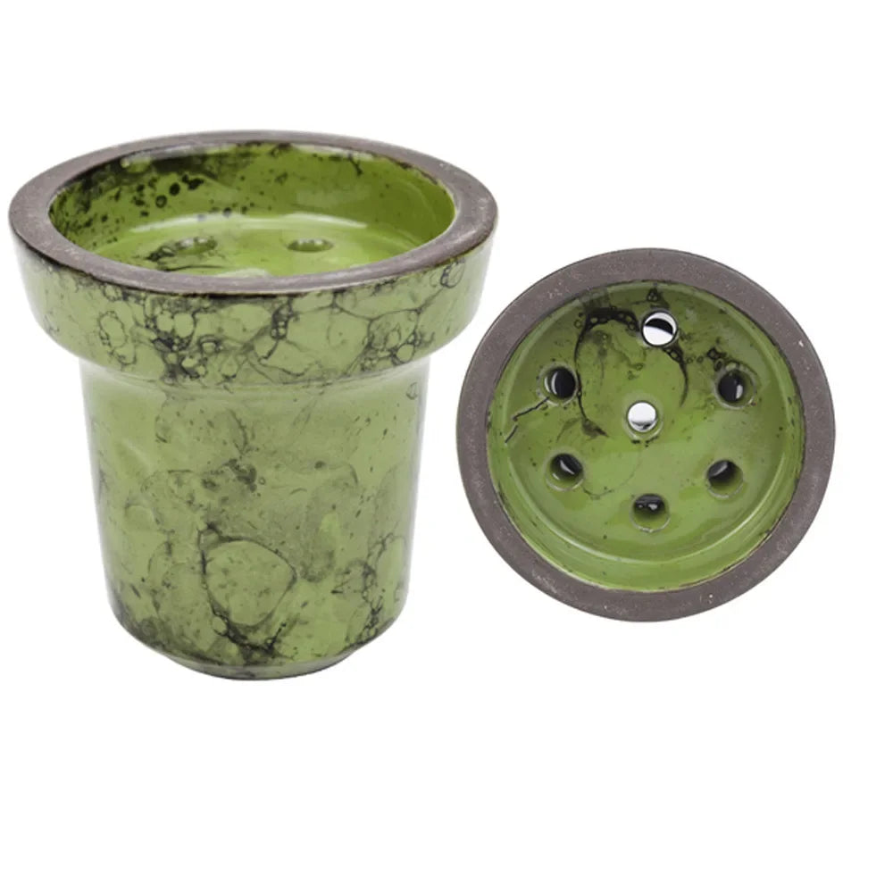 Crackled Ceramic Hookah Bowl - 7 Hole