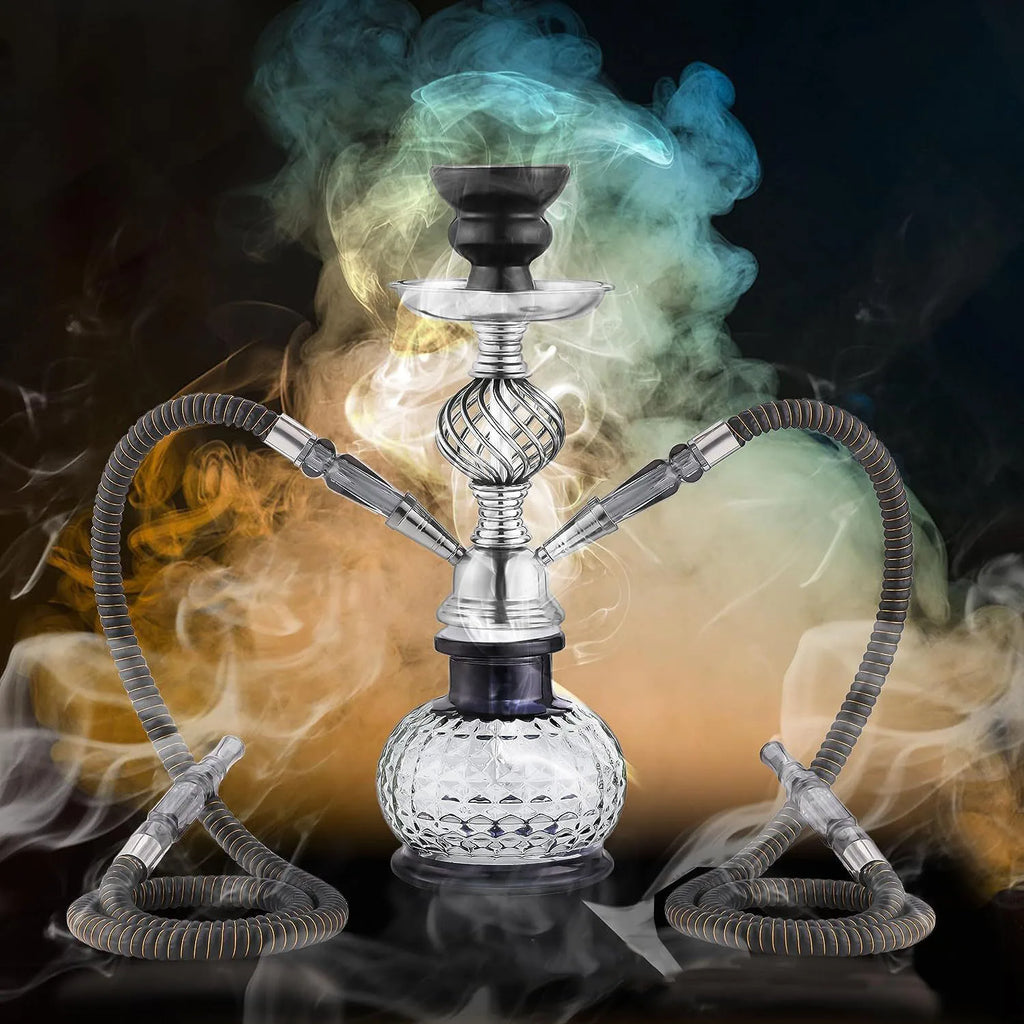 Complete Glass Hookah Set with Ceramic Bowl & Hose