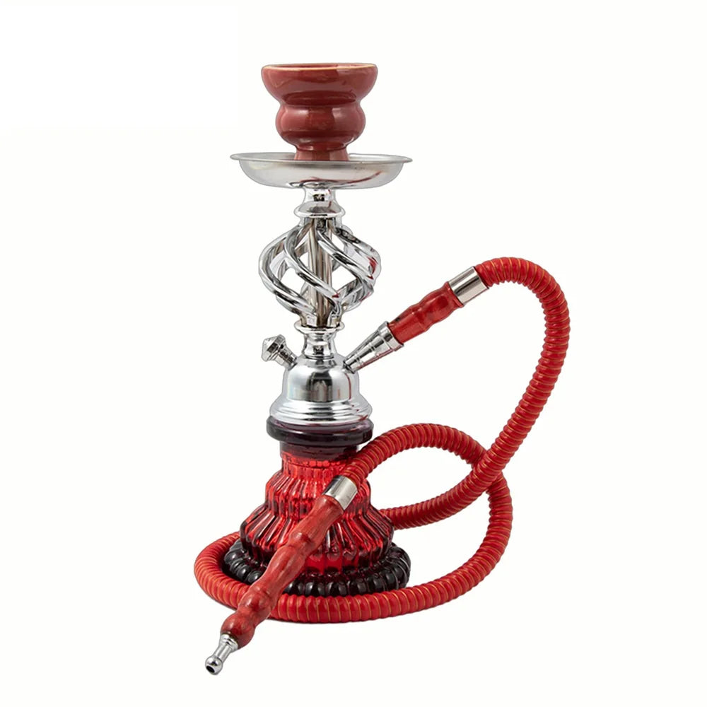 Complete Glass Hookah Set with Ceramic Bowl & Hose