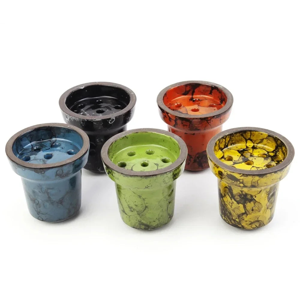 Crackled Ceramic Hookah Bowl - 7 Hole