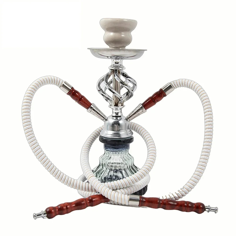Complete Glass Hookah Set with Ceramic Bowl & Hose