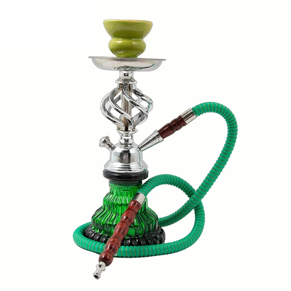 Complete Glass Hookah Set with Ceramic Bowl & Hose