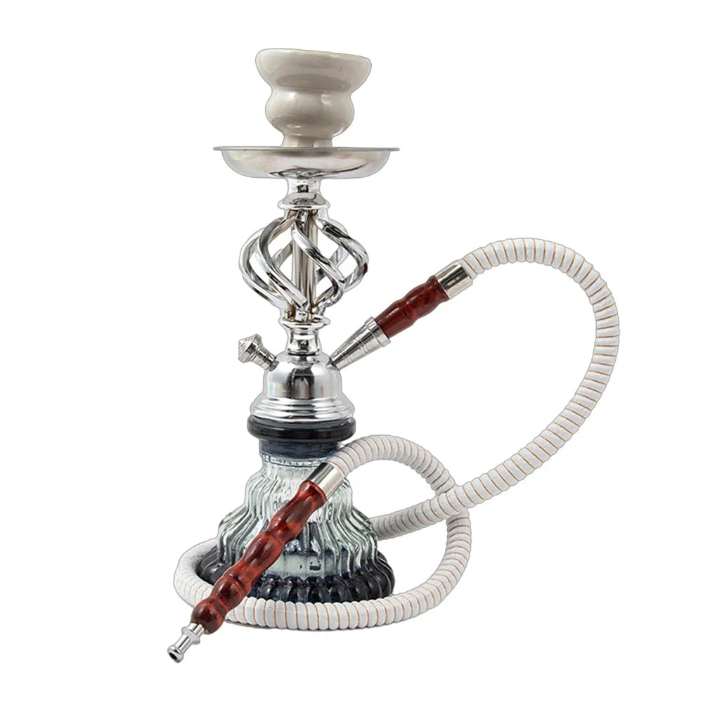 Complete Glass Hookah Set with Ceramic Bowl & Hose