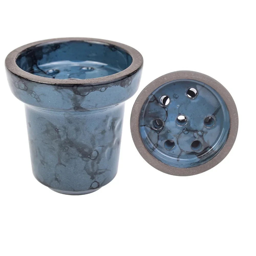 Crackled Ceramic Hookah Bowl - 7 Hole